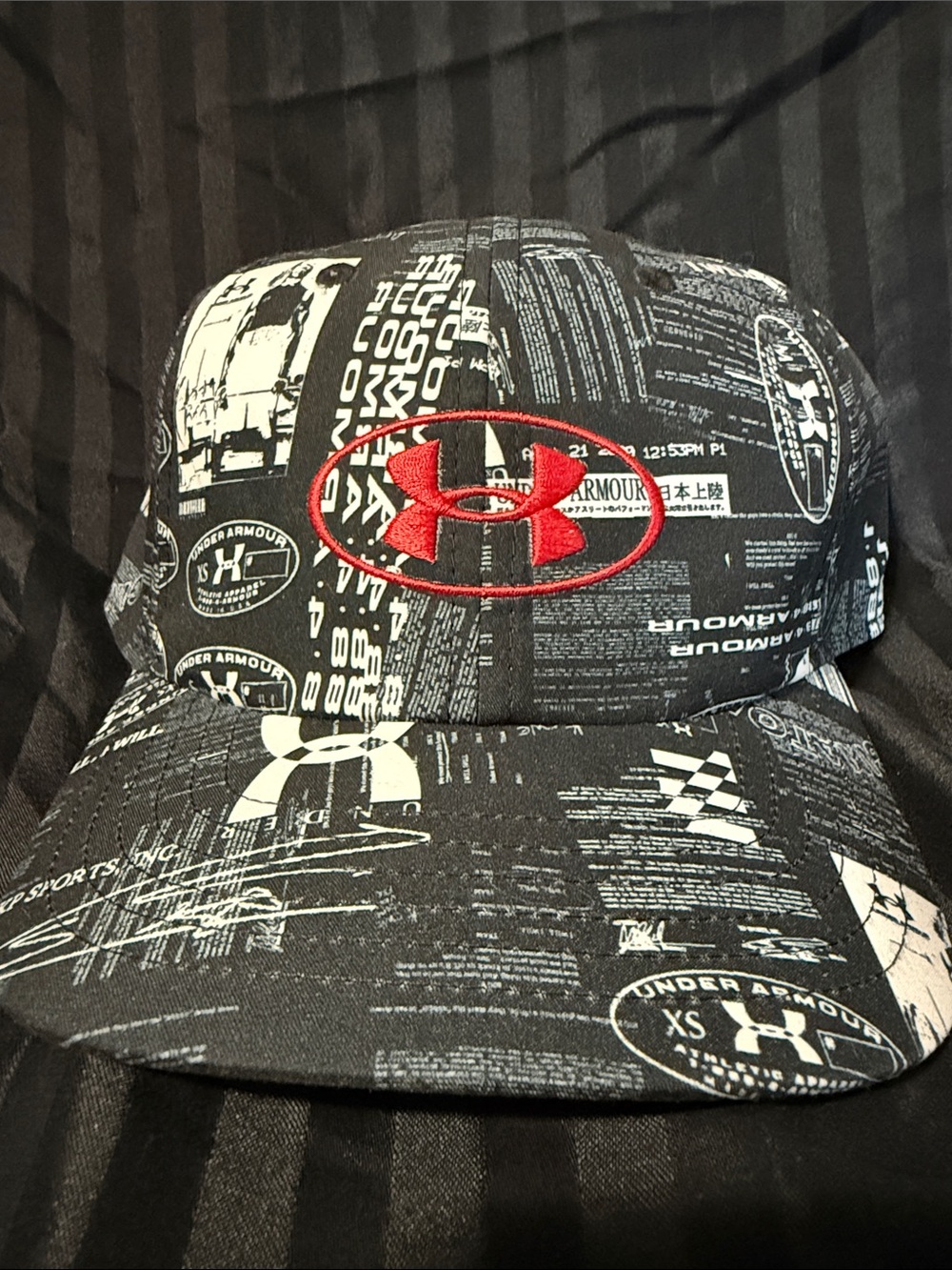 Under Armour Black Graphic Cap with Red Logo Embroidery